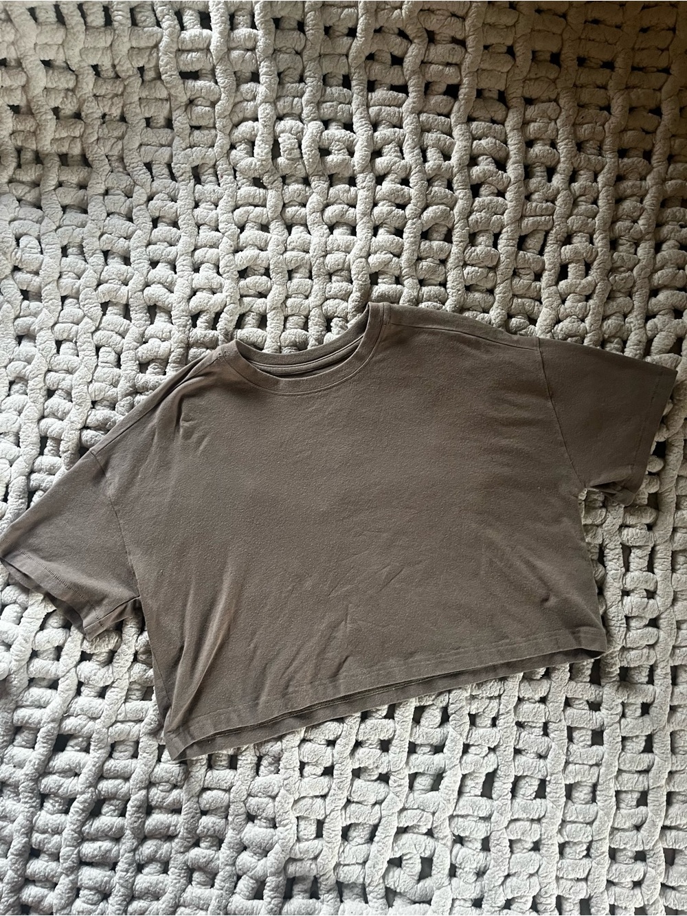 aerie Cropped Short Sleeve Tee in Taupe Brown